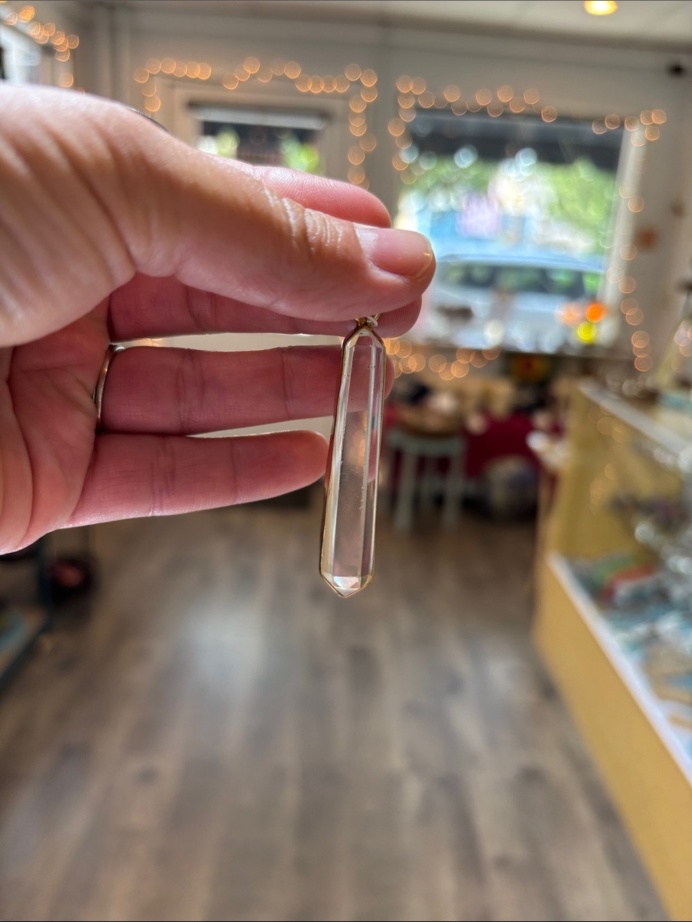 Charles Albert Clear Crystal Point Pendant Necklace - Gold Accent